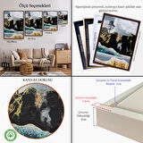 Siyah Çerçeveli Modern Altın Soyut Tablosu