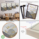 Beyaz Çerçeveli Modern Altın Soyut Tablosu