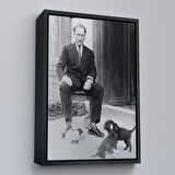 Kahverengi Çerçeveli Atatürk Portre Tablosu Mustafa Kemal Atatürk Dikdörtgen Dekoratif Kanvas Tablo