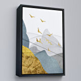 Kahverengi Çerçeveli Modern Altın Soyut Tablosu