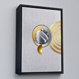 Siyah Çerçeveli Modern Altın Soyut Tablosu