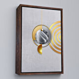 Siyah Çerçeveli Modern Altın Soyut Tablosu