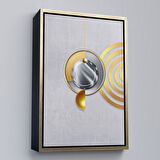 Siyah Çerçeveli Modern Altın Soyut Tablosu