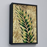 Siyah Çerçeveli Modern Altın Soyut Tablosu