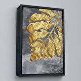 Siyah Çerçeveli Modern Altın Soyut Tablosu
