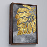 Siyah Çerçeveli Modern Altın Soyut Tablosu