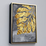 Siyah Çerçeveli Modern Altın Soyut Tablosu