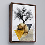 Siyah Çerçeveli Modern Altın Soyut Tablosu