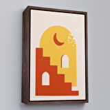 Altın Çerçeveli Modern Renkli Soyut Tablo