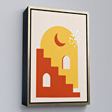 Kahverengi Çerçeveli Modern Renkli Soyut Tablo