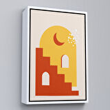 Kahverengi Çerçeveli Modern Renkli Soyut Tablo