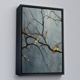 Beyaz Çerçeveli Soyut Kuru Dallar Tablosu