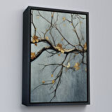 Beyaz Çerçeveli Soyut Kuru Dallar Tablosu