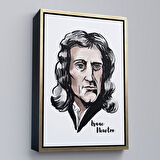 Siyah Çerçeveli Isaac Newton Dekoratif Kanvas Tablo