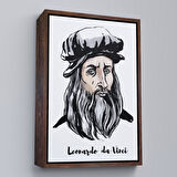 Beyaz Çerçeveli Leonardo da Vinci Dekoratif Kanvas Tablo