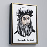 Beyaz Çerçeveli Leonardo da Vinci Dekoratif Kanvas Tablo