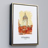 Beyaz Çerçeveli Galata Kulesi İstanbul Dekoratif Kanvas Tablo
