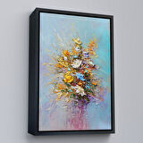 Siyah Çerçeveli Yağlıboya Çiçek Sanatı Tablosu