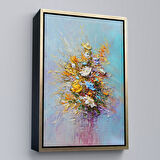 Siyah Çerçeveli Yağlıboya Çiçek Sanatı Tablosu