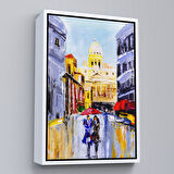 Altın Çerçeveli İtalya Şehir Manzarası Yağlıboya Görünüm Dekoratif Kanvas Duvar Tablosu