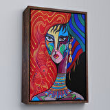 Beyaz Çerçeveli Zarif Kadın Portresi Dekoratif Kanvas Duvar Tablosu