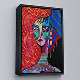 Beyaz Çerçeveli Zarif Kadın Portresi Dekoratif Kanvas Duvar Tablosu