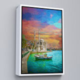 Siyah Çerçeveli Ortaköy Cami Ve Boğaz Köprüsü Yağlıboya Görünüm Kanvas Duvar Tablosu