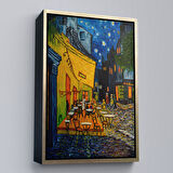 Altın Çerçeveli Forum Meydanı'ndaki Kafe Terası Arles 1888 Dekoratif Kanvas Duvar Tablosu