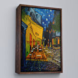 Altın Çerçeveli Forum Meydanı'ndaki Kafe Terası Arles 1888 Dekoratif Kanvas Duvar Tablosu