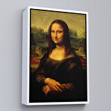 Beyaz Çerçeveli Mona Lisa Leonardo da Vinci tablosu Dekoratif Kanvas Duvar Tablosu