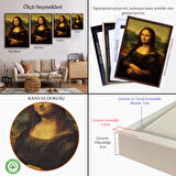 Beyaz Çerçeveli Mona Lisa Leonardo da Vinci tablosu Dekoratif Kanvas Duvar Tablosu
