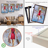 Beyaz Çerçeveli Terk Eden Kadın Yağlıboya Görünüm Dekoratif Kanvas Duvar Tablosu