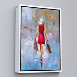 Kahverengi Çerçeveli Terk Eden Kadın Yağlıboya Görünüm Dekoratif Kanvas Duvar Tablosu