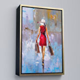 Siyah Çerçeveli Terk Eden Kadın Yağlıboya Görünüm Dekoratif Kanvas Duvar Tablosu