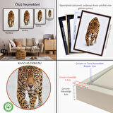 Altın Çerçeveli Vahşi Leopar Tablosu