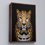 Kahverengi Çerçeveli Leopar Dekoratif Kanvas Tablo