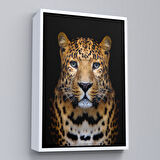 Kahverengi Çerçeveli Leopar Dekoratif Kanvas Tablo
