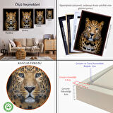 Kahverengi Çerçeveli Leopar Dekoratif Kanvas Tablo