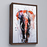 Beyaz Çerçeveli Fil Dekoratif Kanvas Tablo