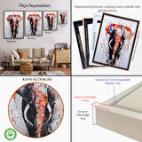 Beyaz Çerçeveli Fil Dekoratif Kanvas Tablo