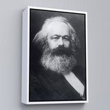 Siyah Çerçeveli Karl Marx Siyah Beyaz Dekoratif Kanvas Tablo