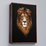 Kahverengi Çerçeveli Aslan Dekoratif Kanvas Tablo