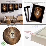 Kahverengi Çerçeveli Aslan Dekoratif Kanvas Tablo