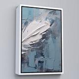 Beyaz Çerçeveli Yağlıboya Görünümlü Modern Tüy Tablosu