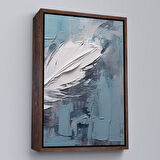 Beyaz Çerçeveli Yağlıboya Görünümlü Modern Tüy Tablosu