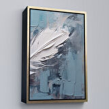 Beyaz Çerçeveli Yağlıboya Görünümlü Modern Tüy Tablosu