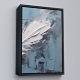 Beyaz Çerçeveli Yağlıboya Görünümlü Modern Tüy Tablosu