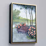 Altın Çerçeveli Pembe Çiçekler Kanvas Tablo