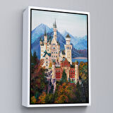 Kahverengi Çerçeveli Bavyera Almanya Neuschwanstein Kalesİ Kanvas Tablo
