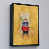 Altın Çerçeveli İstiklal Caddesi ve Tarihi Tranvay Duvar Tablosu